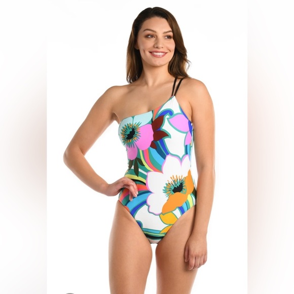 La Blanca Other - La Blanca Sun Catcher One Shoulder One Piece Swimsuit Tummy Control Size 6 NWT